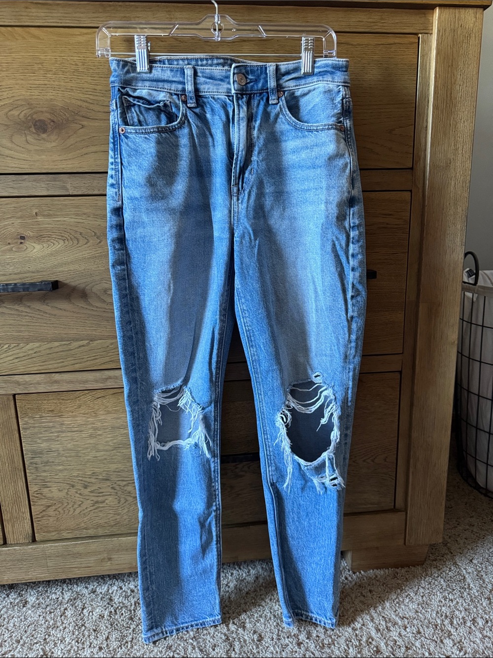 American Eagle Outfitters Light Blue Distressed Strigid Leg Jeans